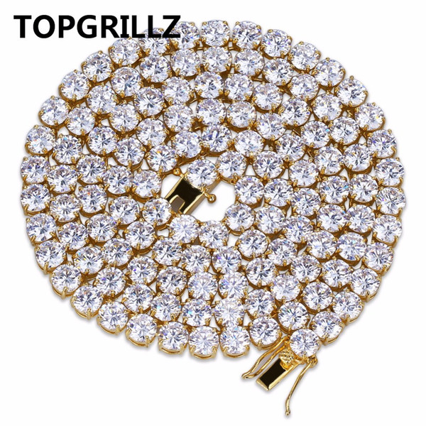 whole saleTOPGRILLZ Hip Hop All Iced Out Necklace 1 Row Micro Pave CZ Stones Tennis Chain Necklaces For Men & Women 20