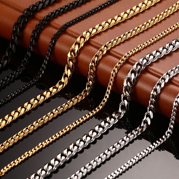 New Men's Chain Necklace 24/30 inch Long Necklace 3/5/7MM Wide Necklace for Men Titanium Steel Link Chain Necklaces Men