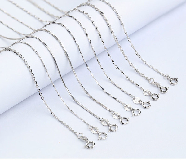 (100 pcs /lot) Factory price 925 Sterling Silver Necklaces water chains Safety without stimulation fade Necklaces Length 18 inch 1.5 mm