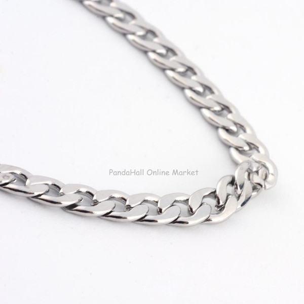 whole sale316 Stainless Steel Curb Chains Necklaces, with Lobster Claw Clasps, Stainless Steel Color, 23.6