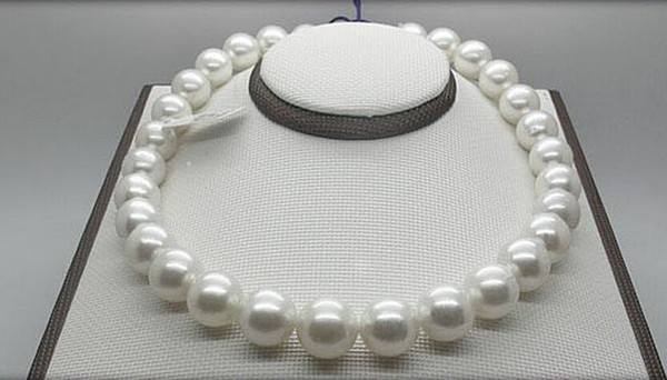 Fine pearls chain huge gorgeous 14-16MM SOUTH SEA ROUND WHITE PEARL NECKLACE 18INCH 14K