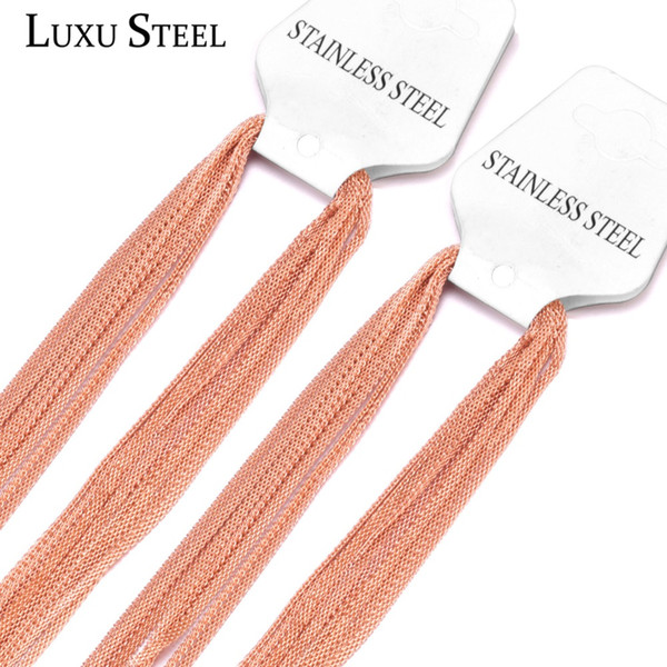 LUXUSTEEL Black/Rose Gold Chain Necklaces Stainless Steel Width 2mm Lenght 45/50/55/60cm Fashion Choker Necklace For Women/Men