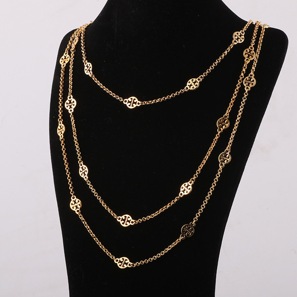 Top Brand brass material ornament hollow pendants in three layers gold and silver plated length of necklace 68cm/77cm/88cm for Women jewelry