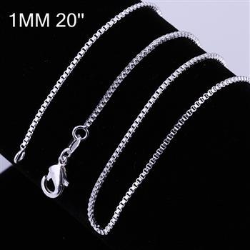 20pcs/lot 925 sterling Silver 1MM Box Chain Necklace 16