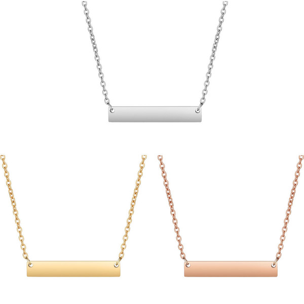 6pcs/lot Stainless Steel Blank Bar Pendant Necklace Fashion Jewelry