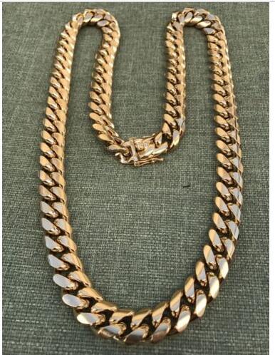 14mm Men Cuban Miami Link Chain 18k Gold Plated 270 Grams HEAVY