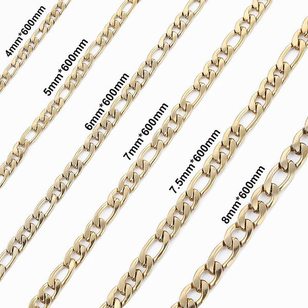 4/5/6/7/7.5/8mm Stainless Steel Figaro Chain necklace High Quality Link Chain Necklace gold tone Men Jewelry Wholesale