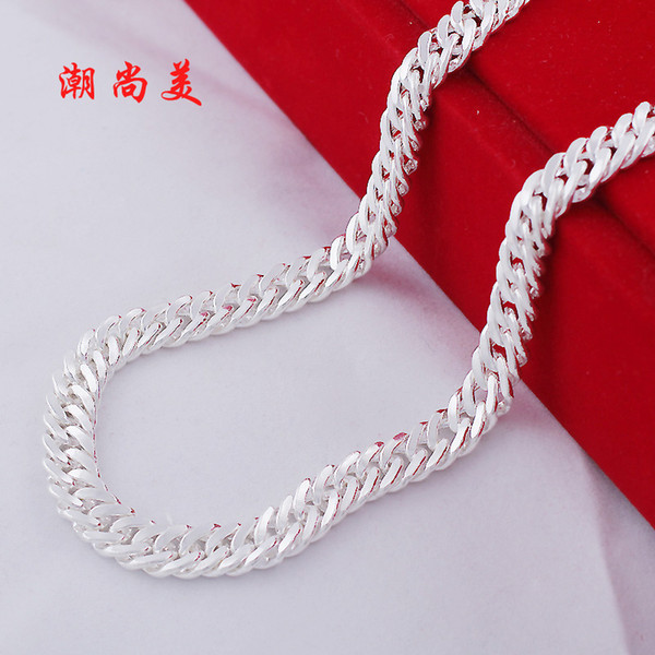 925 sterling silver chain whip sideways fashion silver jewelry necklace chain men jewelery boyfriend birthday gift Valentine's Day gift