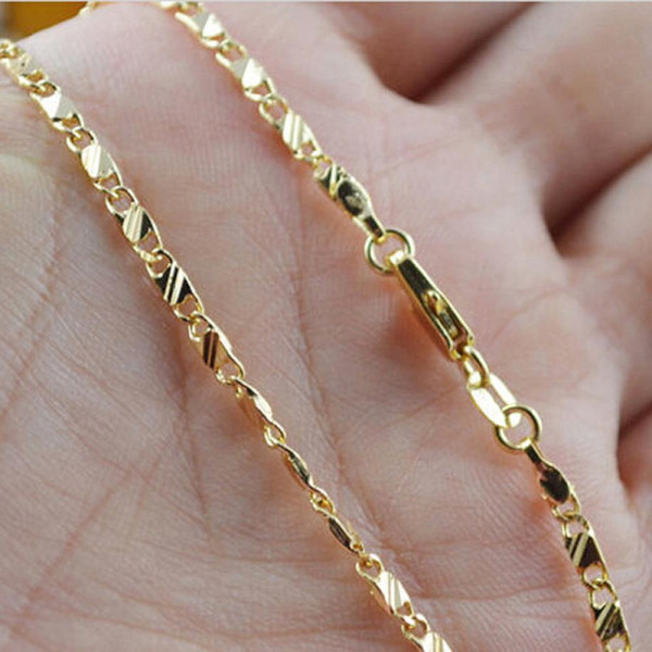 High Quality Wholesale Fashion Men Women 16-30 Inches Chain Necklace 18K Yellow Gold Filled Jewelry for Men Women