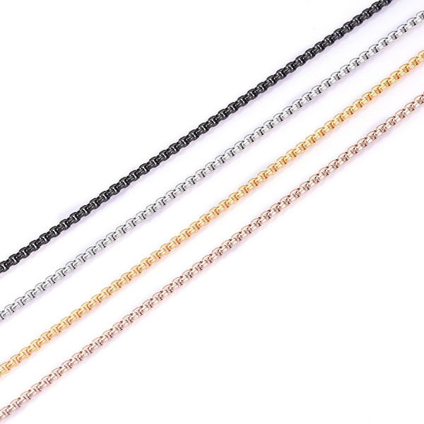 Stainless Steel Rolo Chain High Quality 20 inches Silver/Black/Gold/Rose Gold Round Box Link Chain 2.5mm Widt with 5cm Extension