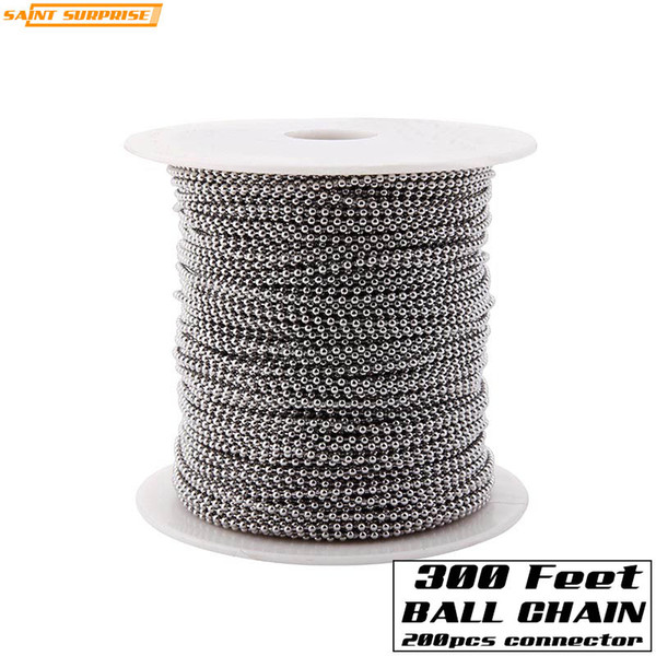 300 Feet 2.0mm Stainless Steel Bead Ball Chain Spool With 200pcs Free Connector For Jewelry DIY Making Tag Accessories