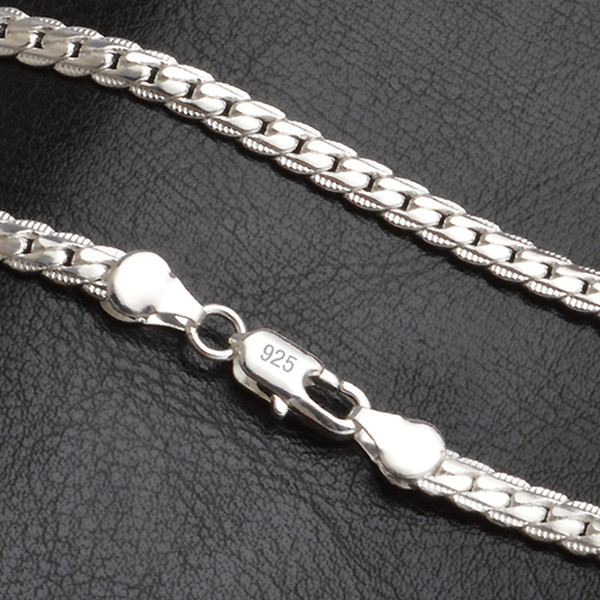 20 Inch 5MM Trendy Men 925 Silver Necklace Chain For Women Party Fashion Silver Figaro Chain Necklace Boy Accessories