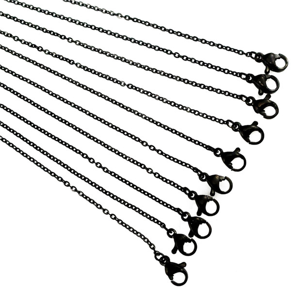 Black Stainless Steel Chain Necklace 1.6mm 18inch 20inch