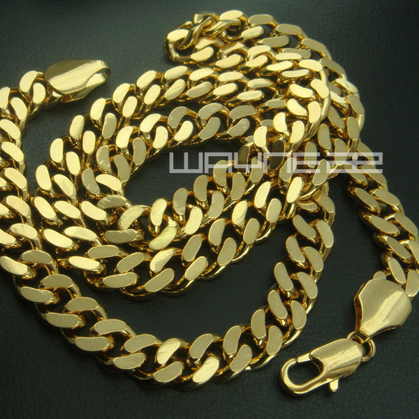 Gold Color Men Solid Chain Long Necklace N227 9mm Band Width