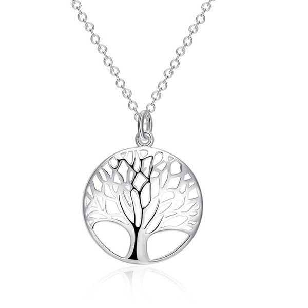 New Arrival Big Promotion Solid 925 Sterling Silver For Women Ladies Round Tree Shape Pendant Necklace Jewelry Accessories