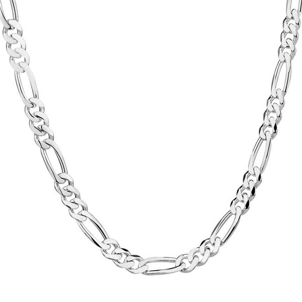 Wholesale- LUCKY YAER 1pc Chain Men's Jewelry Accessories Silver Color Chain Necklace Chain Necklaces for Women Unisex Jewelry 16-30 INCHES