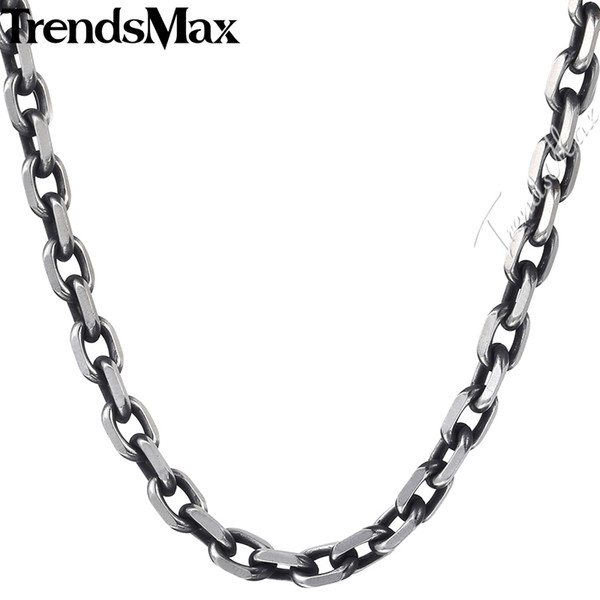 whole saleTrendsmax Cut Cable Link Necklace Boys Mens Chain Stainless Steel Gunmetal Tone 6mm KKN498