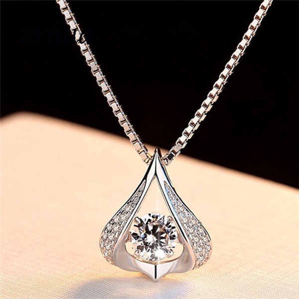 ZRHUA 925 Sterling Silver Necklace AAA CZ Mosaic Zircon Water Drop Choker Necklace For Women collier Valentine's Day Gift