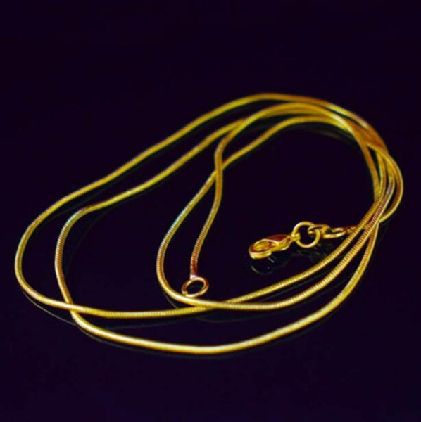 18K Gold Plated Snake Chain Necklace for Woman Lobster Clasps Smooth 1.2MM Chain Fashion Jewelry Size 16 18 20 22 inch