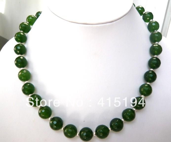 Fine jewelry Charming!! 12mm the Emerald Faceted Gemstone Necklace 20inches