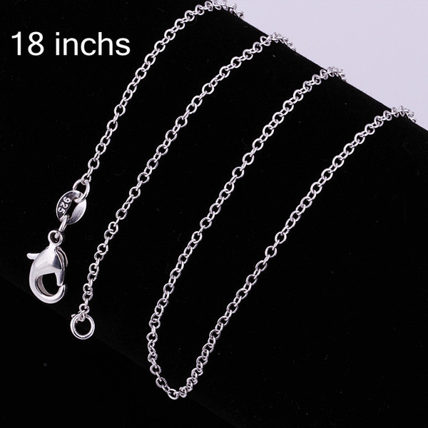 925 Silver Chain 1mm 18 inch O Chain Necklace/ 50cm Stainless steel Chain Fit DIY pendant Necklaces Christmas Gift C001