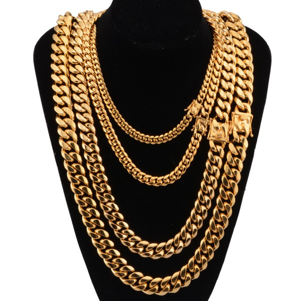 fashion Men Hip hop chain necklace Stainless Steel 8-18mm width/20-30inch long Miami Cuban Chains necklace mens Hiphop jewelry