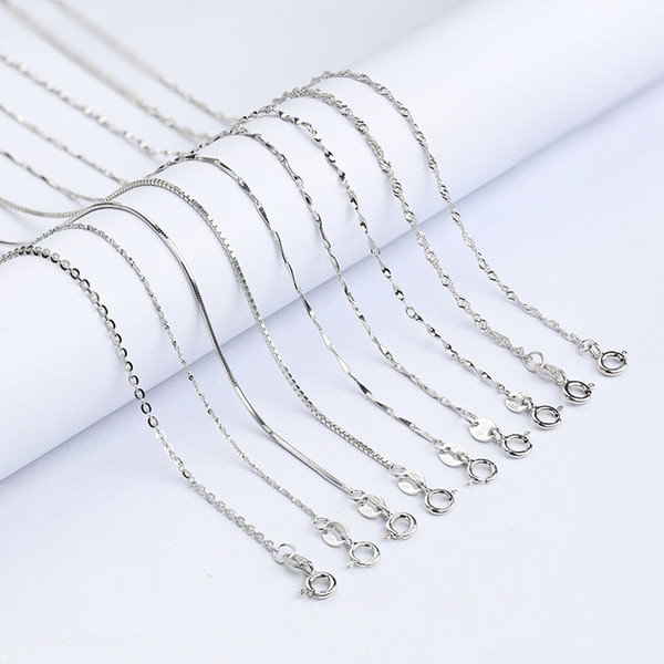 Brief 9 Designs 925 Sterling Silver Necklace Snake Link Basic Chain 0.7-1.3mm 16inch 18inch Jewelry