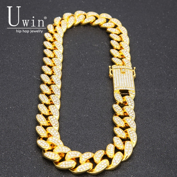 20mm Cuban Miami Link AAA Iced Out Crystal Rhinestones Heavy Necklace Chain Punk Choker Bling Bling Charms Hiphop Jewelry