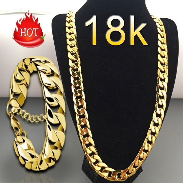 20-28inch Snake chains necklaces 18k gold plated necklace Bracelet 6MM fashion for men womens jewelry High quality