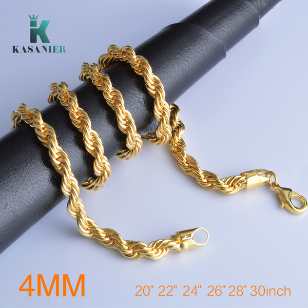 10pcs 20-30 inches in Length For 4mm Width Classic Necklace Men Jewelry Necklace Thin Rope Gold and Silver Chain Fashion