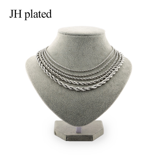 JHplated African fashion width 3 4 5 6mm length 45 50cm Men Silver color Rope chain Necklaces Women give boy friends Jewelry Birthday Gift