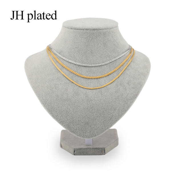 JHplated Trendy Gold Silver Necklaces width 3mm length 45cm fashion Women Men give friends and good sisters Jewelry Gift