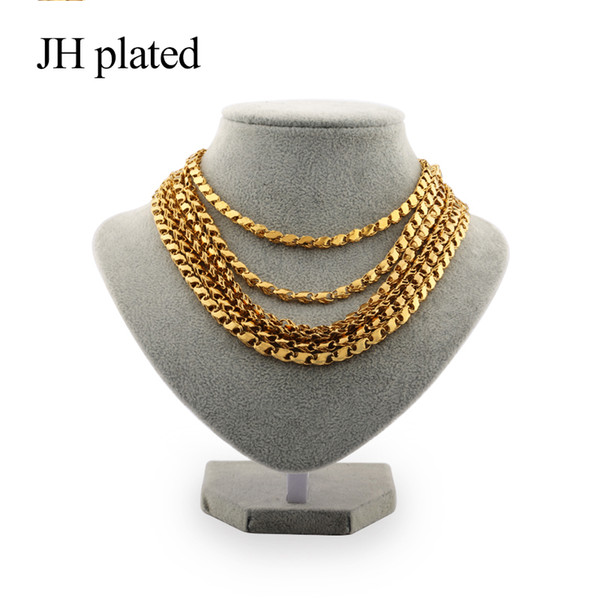 JHplated African Trendy Golden Necklaces width 5mm Length 50 60cm 2metres fashion Men Women Jewelry friend Birthday present gifts