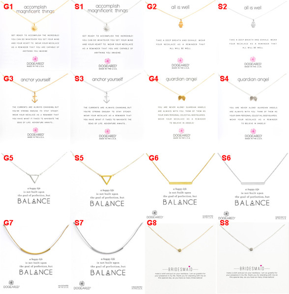 Dogeared Fashion choker Necklaces With White card Gold Silver Plated Pendant Necklace 49 Designs in Silver Gold