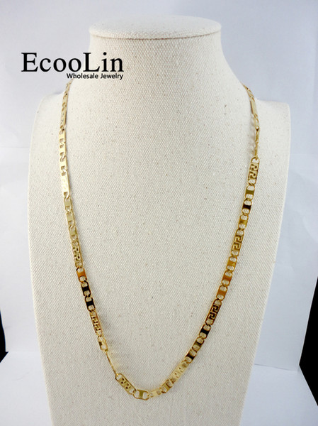 One Lot 22 inch Unisex Blade Gold Stainless Steel Chain 56Cm Never fade Necklaces For Women Fashion Jewelry Free Shipping LR512