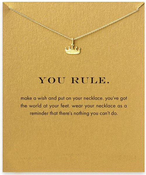 Crown Pendant You Rule Alloy Gold Silver Necklaces Short Chain Necklace For Women Choker Jewelry Gifts With Card No Dogeared Logo