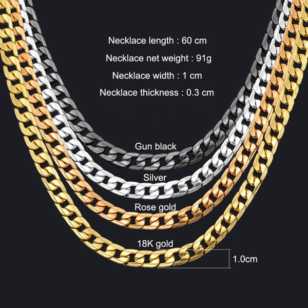 Miami Cuban Link Chain Necklace 1cm Silver/Gold Color Curb Chain For Men Jewelry Corrente De Prata Masculina Wholesale mens necklace