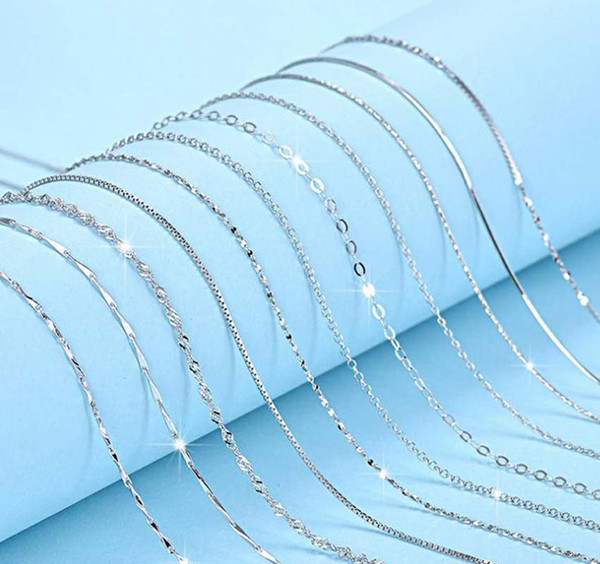 S925 pure silver chain necklace box wing seeds water wave all over the sky star snake female collar bone bone cross chain with chain