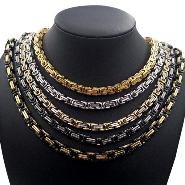 2019 male Dolaime stainless steel silver gold necklace 55 cm long necklace fashion chain, 8 mm wide Byzantine crime