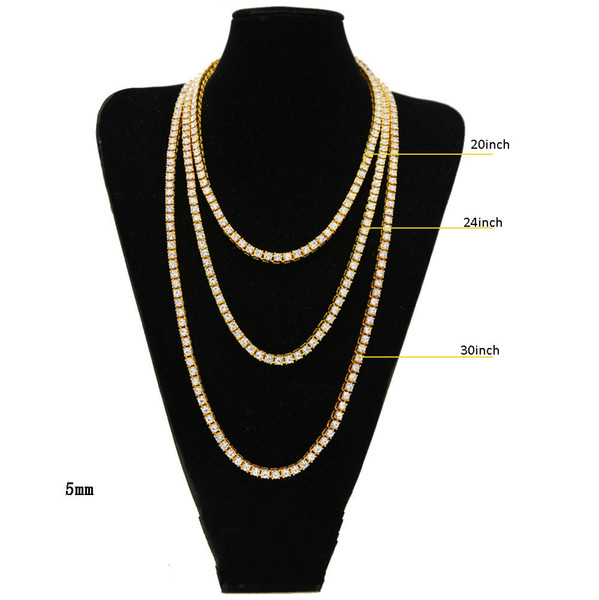 Men's Hip Hop 1 Row Diamond Alloy Necklace Full Rhinestone Single Row Necklace Hot Sale