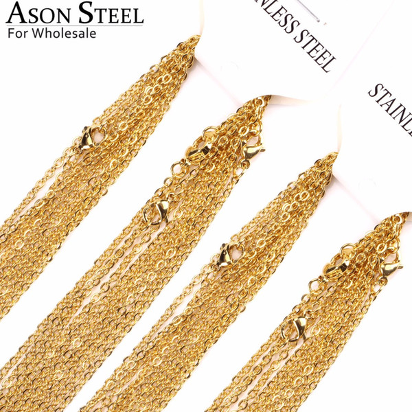 ASONSTEEL Wholesale 18/20/22/24 inch Rolo Link Chain Gold Color Women Jewelry Stainless Steel Chains Necklaces 10pcs/lot