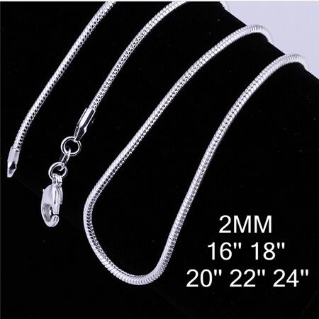 925 Sterling Silver plated Snake Chain Of 2MM 16