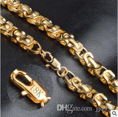 wholesale freeshipping 1 piece lot 2016 NEW high quality 20inch 9mm Europe Figaro chain fashion men's necklace 18K gold necklace hot sell