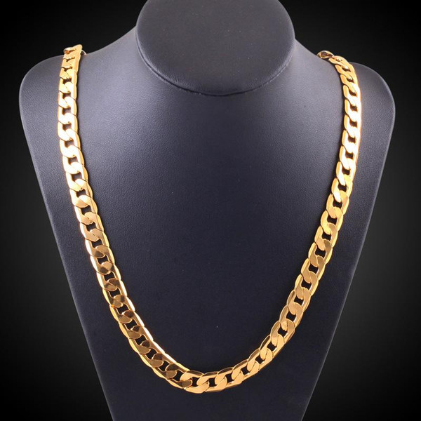 wholesale-freeshipping 10pcs 6mm 20 inch 1 piece women's 18K gold necklace imitation gold necklace women Korean gold-plated locket necklace