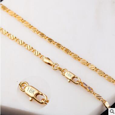 wholesale-freeship 5pcs lot Fashion short clavicle chain 18K gold 2mm flat chain or 925 sliver plated foreign jewelry necklace hot women