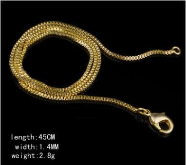 wholesale-freeshipping 10 pieces lot 1.4mm 45cm women's fashion gold plated necklace high quality hot sell for valentine's day