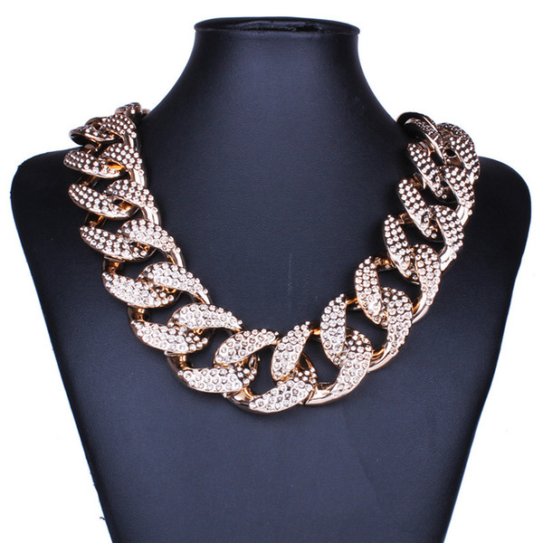 Wholesale Golden Silver Europe and America Fashion Jewelry Punk Thick Short Alloy Link Chains Men Women Unisex Necklace HD-159