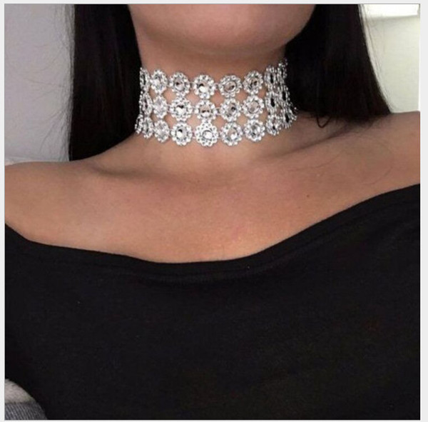 blingbling JewelrThree layers Chokers Jewelry style multi-element necklace multilayer concave in diamond necklace ornament Wholesale custom