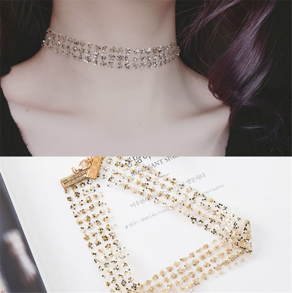 New Collares Vintage Stretch Tattoo Choker Necklaces For Women Girl Charm Punk Retro Gothic Crystal Necklace Female Wedding Gift