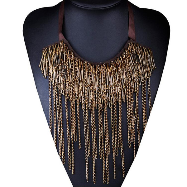 wholesale women neck chain 2017 hot sale trend statement short chokers fashion necklace fringe chain B907